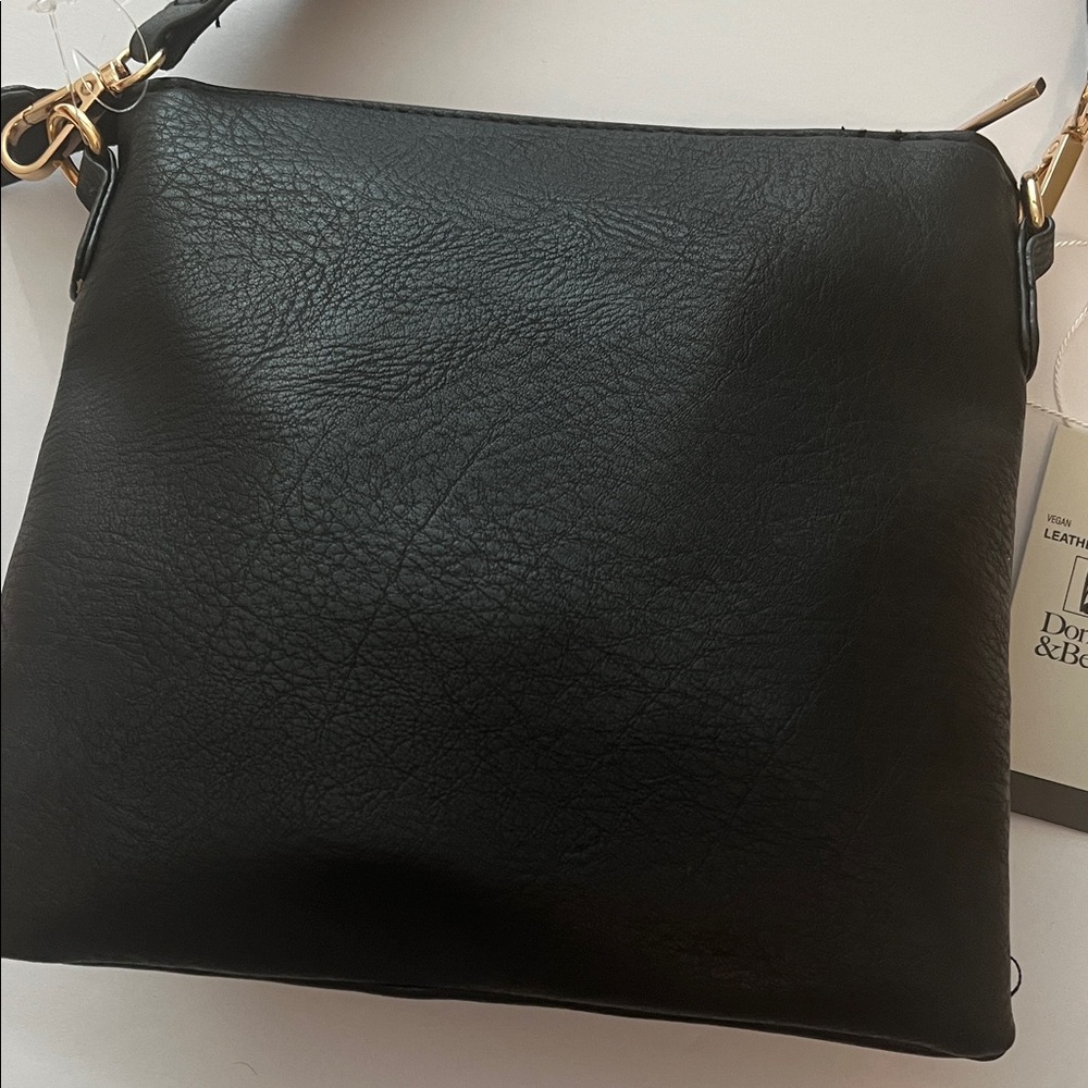 Donna & Becky Black Vegan Leather Esther Crossbody Purse NWT Adjustable Strap - Picture 4 of 12